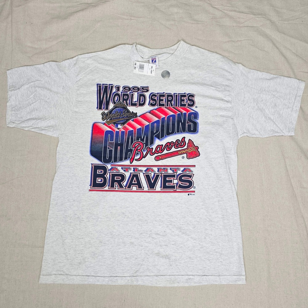 Logo 7 Atlanta Braves 1995 World Series Champions XL T-Shirt TAGS NOS Vintage
